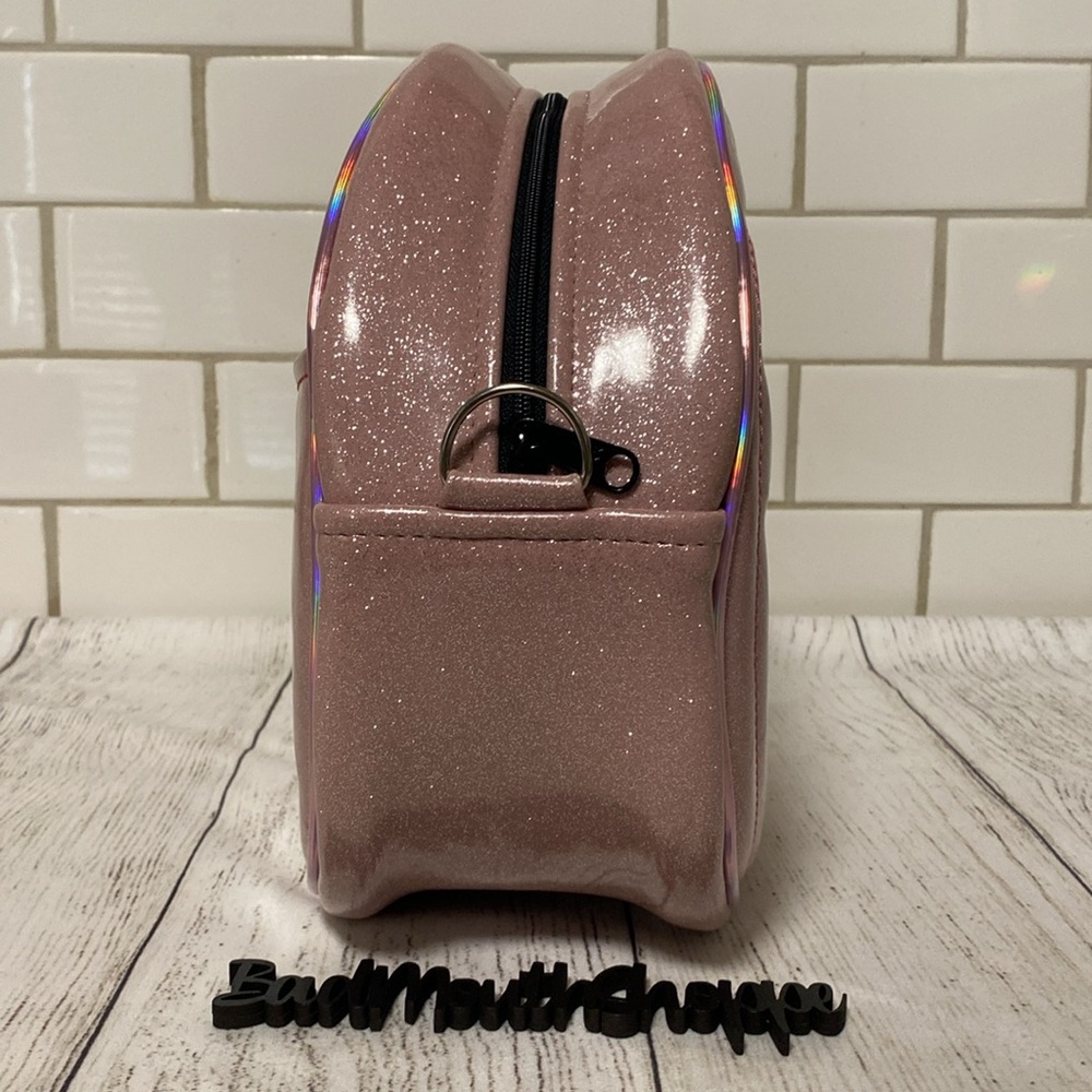 *Double K Originals Heart Pumps for Pumpkins Face Pale Pink Holo Glitter Purse - Picture 4 of 12